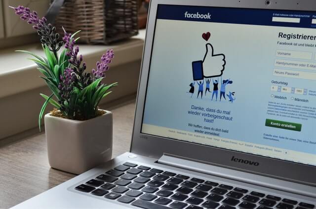 Facebook on laptop
