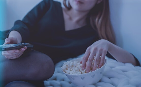 American watching TV